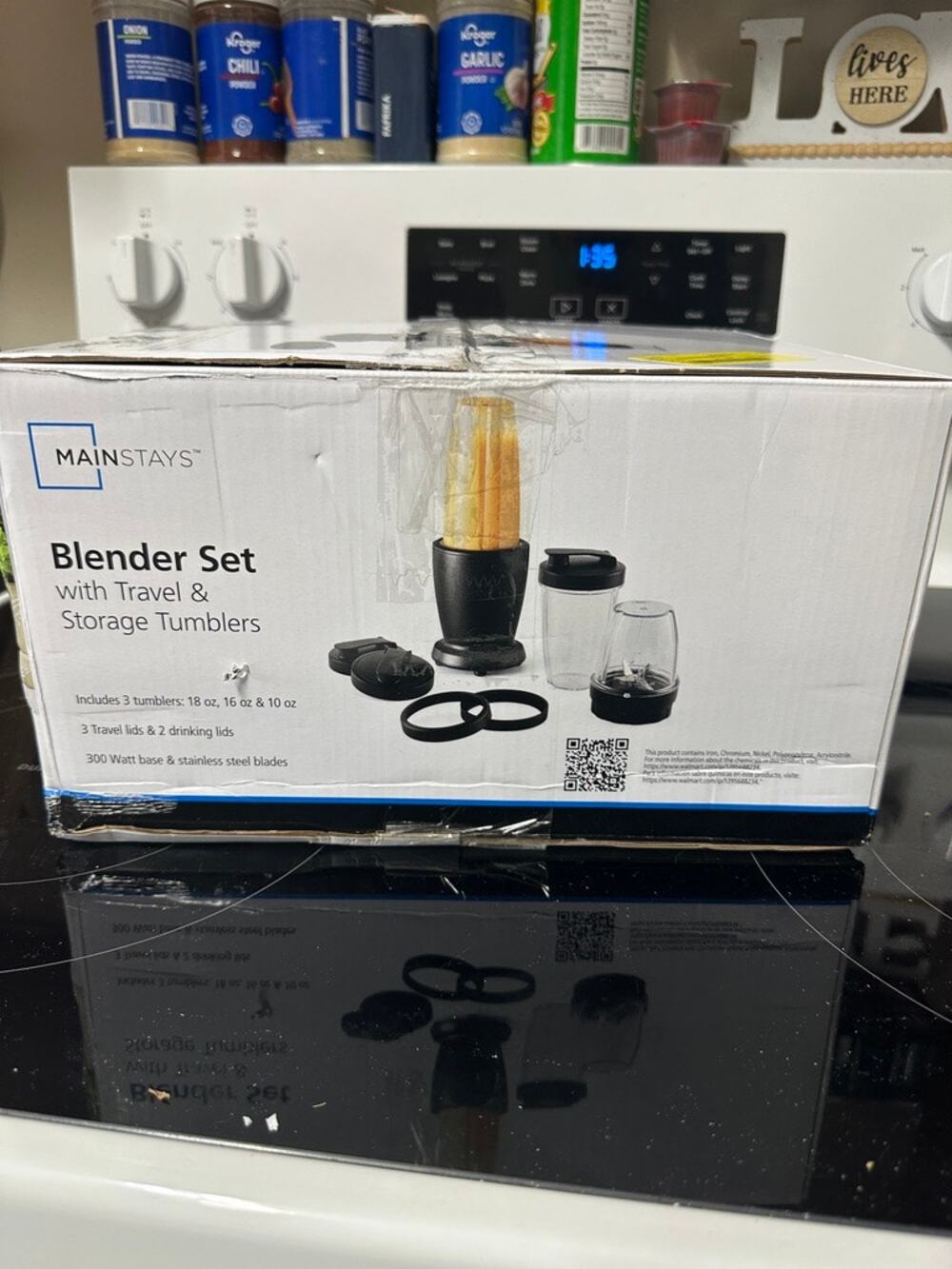 Mainstays Blender Set 300W 3 Travel Storage Tumblers Stainless Blades New